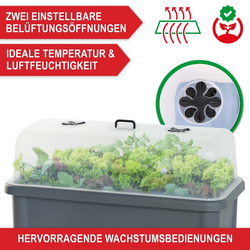 Onbest Hochbeet Frühbeet mit Abdeckhaube und Wasseranzeige, Grau