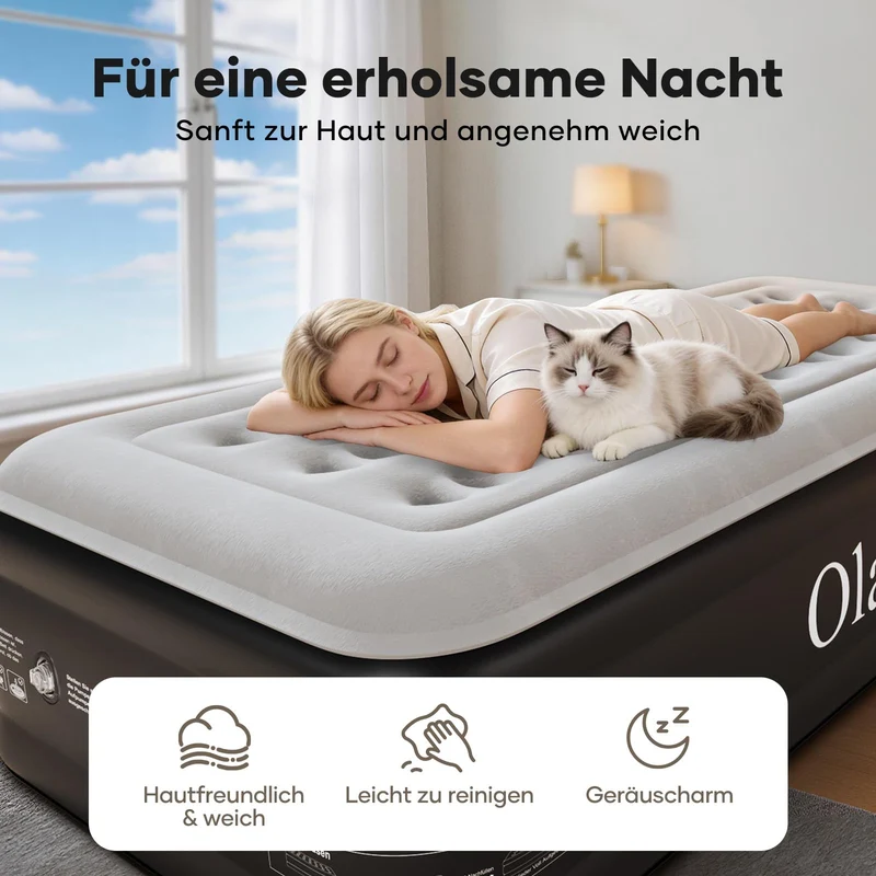 OlarHike Luftbett 1 Person selbstaufblasend mit Pumpe 90 x 200 cm