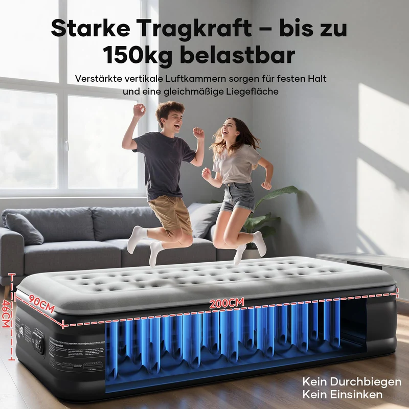 OlarHike Luftbett 1 Person selbstaufblasend mit Pumpe 90 x 200 cm