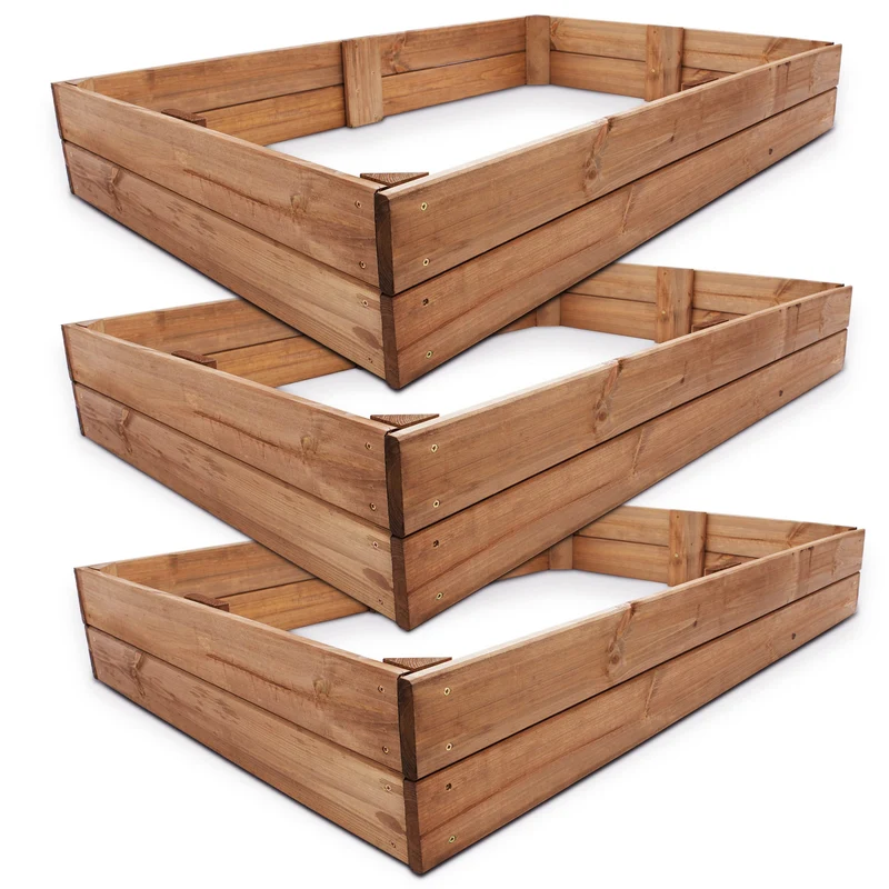 Onbest Premium Hochbeet aus Holz mit Pflanzvlies, 3 Pflanzrahmen