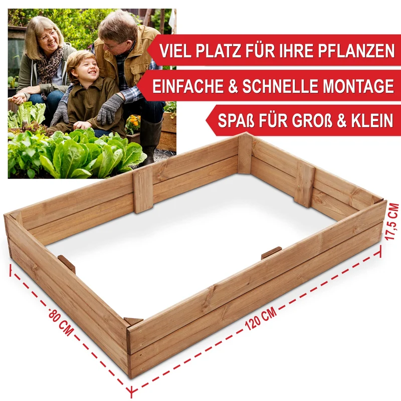 Onbest Premium Hochbeet aus Holz mit Pflanzvlies, 3 Pflanzrahmen