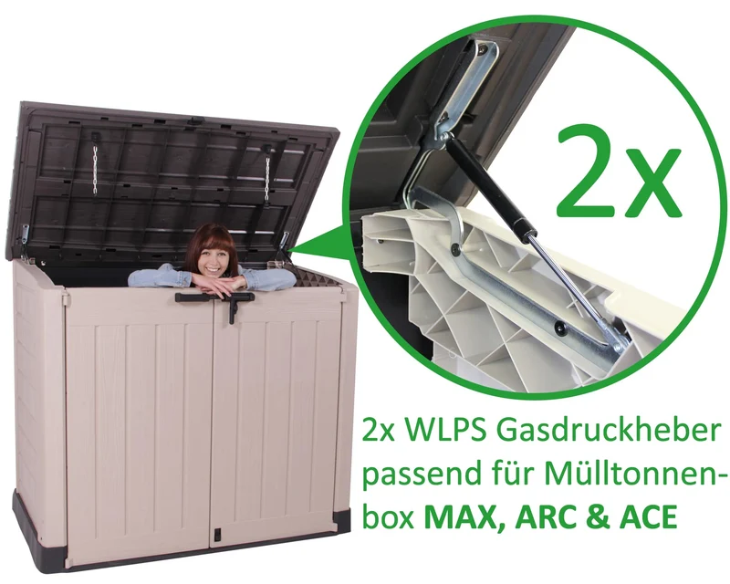 Ondis24 Gasdruckheber WLPS 140N für Keter Mülltonnenbox, 2er Set