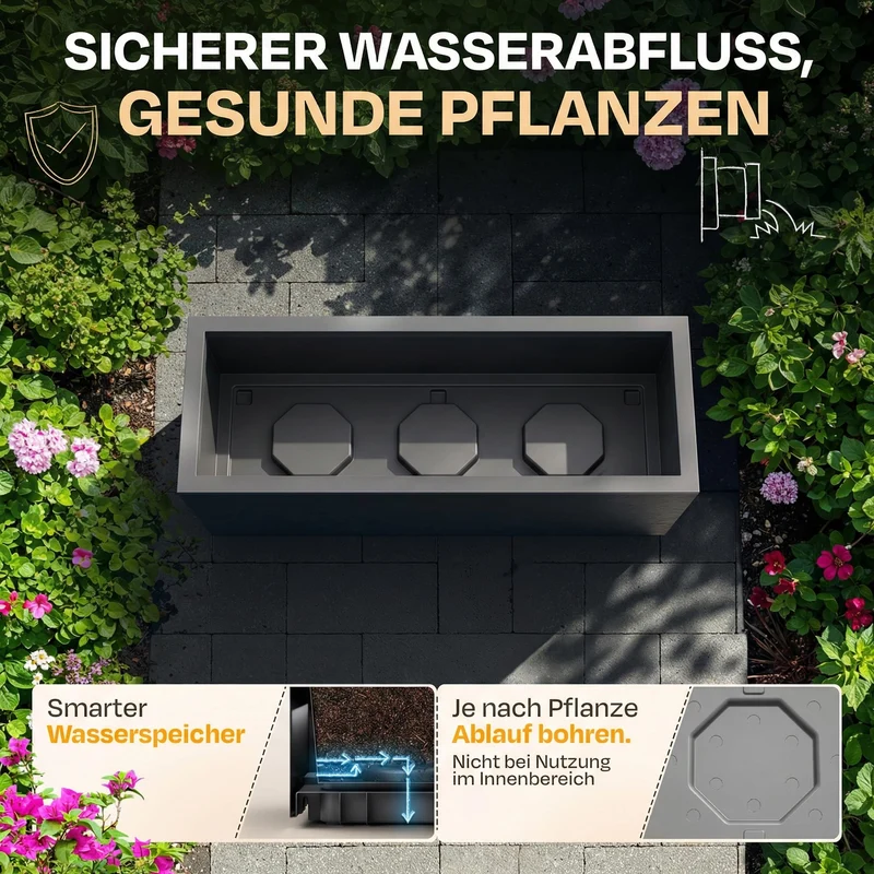 Ondis24 Vulkano Pflanzkübel 2er-Set, 50 L, Wasserspeicher, Anthrazit