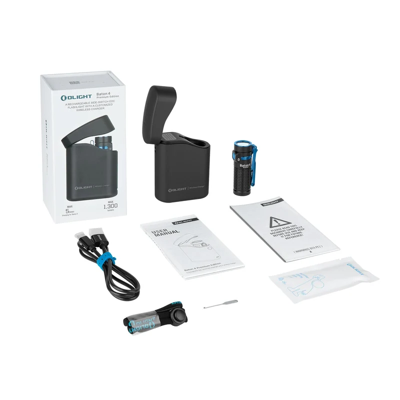 OLIGHT Baton 4 Kit Mini LED Taschenlampe mit Ladecase, 1300 Lumen