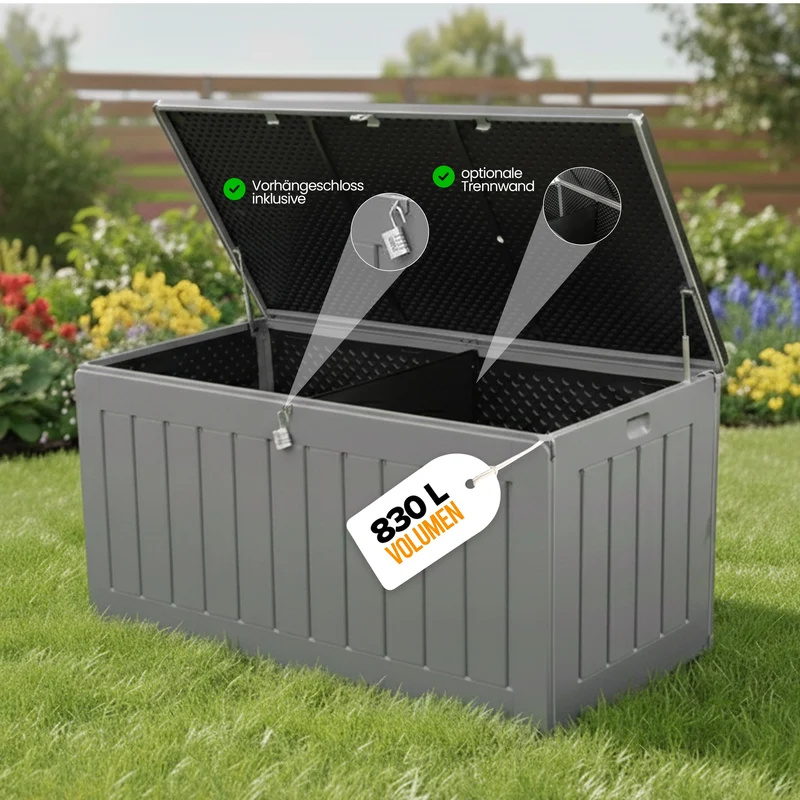 Olsen & Smith Aufbewahrungsbox XXL 830 L mit Deckel, wasserdicht