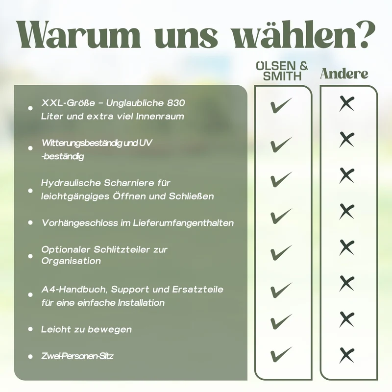 Olsen & Smith Aufbewahrungsbox XXL 830 L mit Deckel, wasserdicht