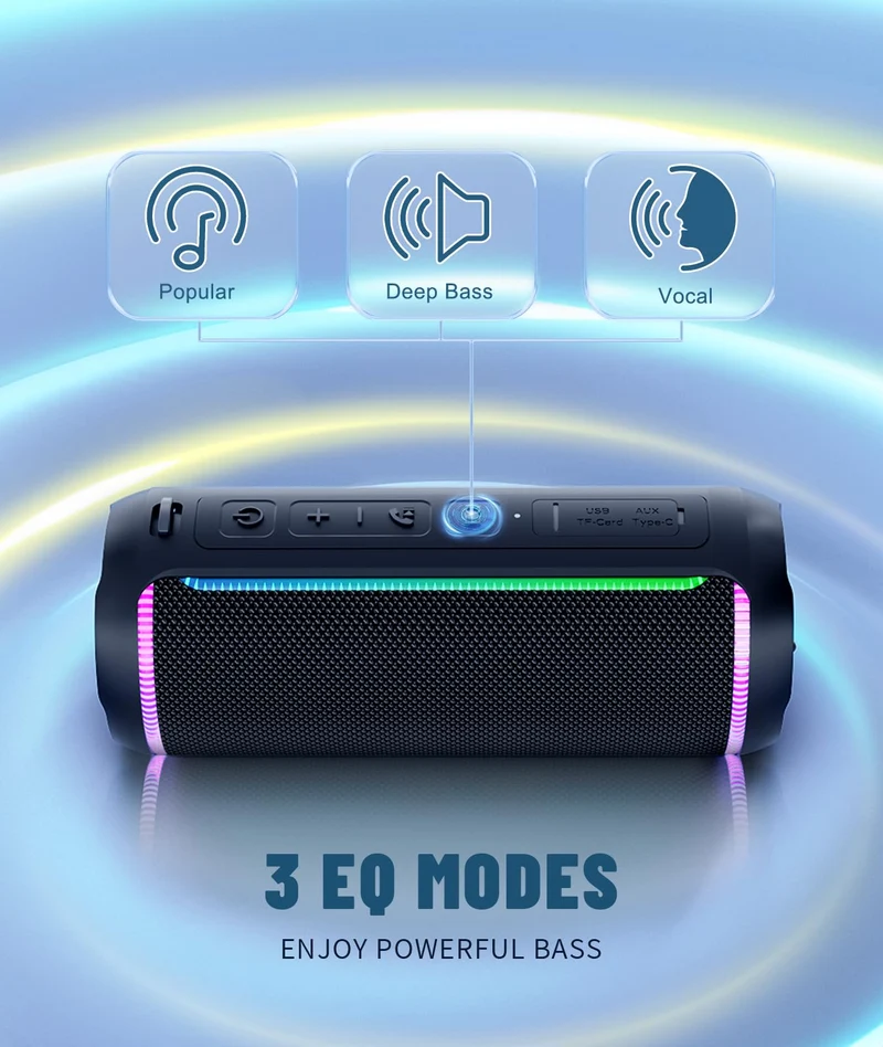 Ortizan X30 Bluetooth Lautsprecher mit LED-Licht, 40 W, IPX7
