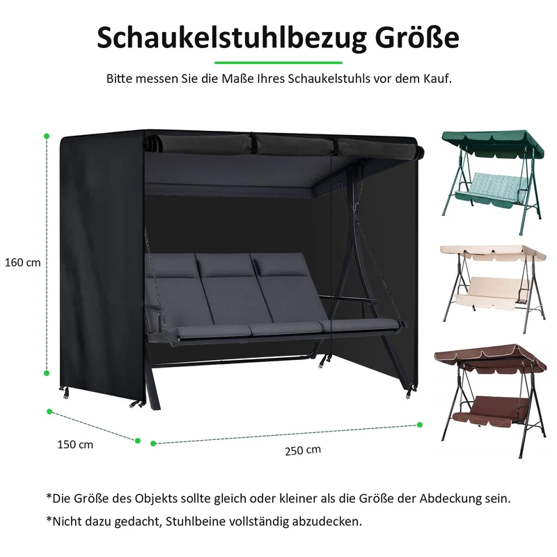 PATWING Hollywoodschaukel Abdeckung 3-4 Sitzer 600D Oxford