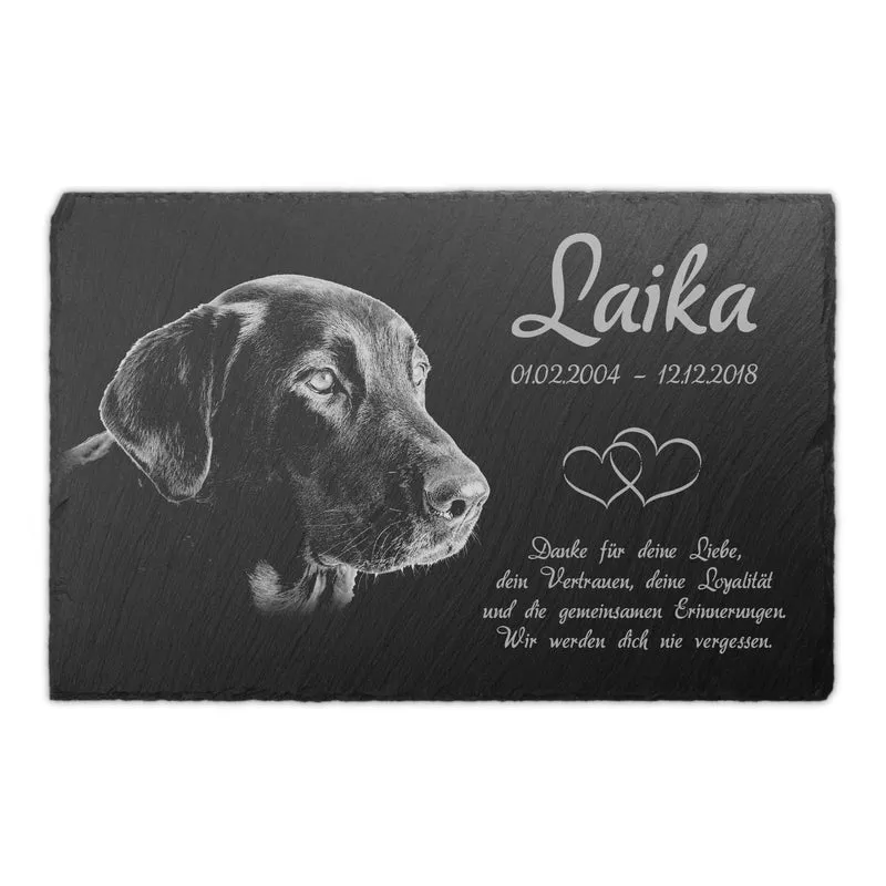 Paule Black Schiefer Tiergrabstein, personalisierte Gedenktafel 30x20