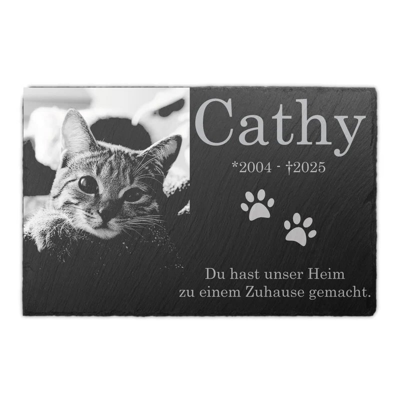 Paule Black Schiefer Tiergrabstein, personalisierte Gedenktafel 30x20