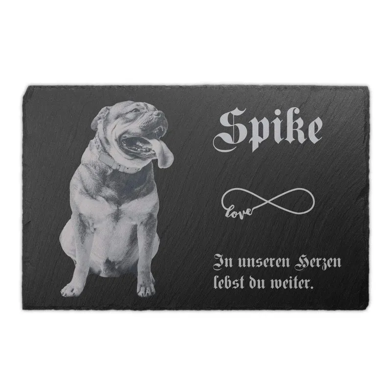 Paule Black Schiefer Tiergrabstein, personalisierte Gedenktafel 30x20