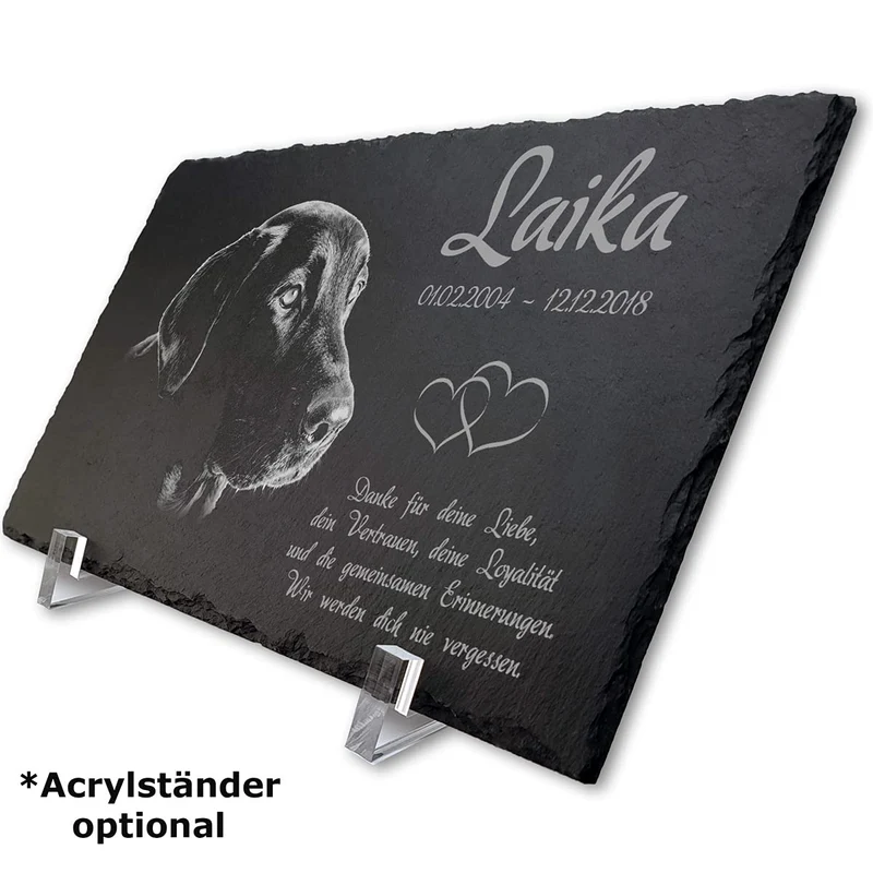 Paule Black Schiefer Tiergrabstein, personalisierte Gedenktafel 30x20
