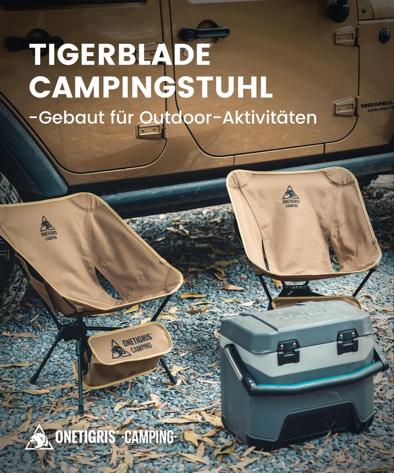 OneTigris TIGERBLADE Campingstuhl faltbar 150 kg, Kojote Braun