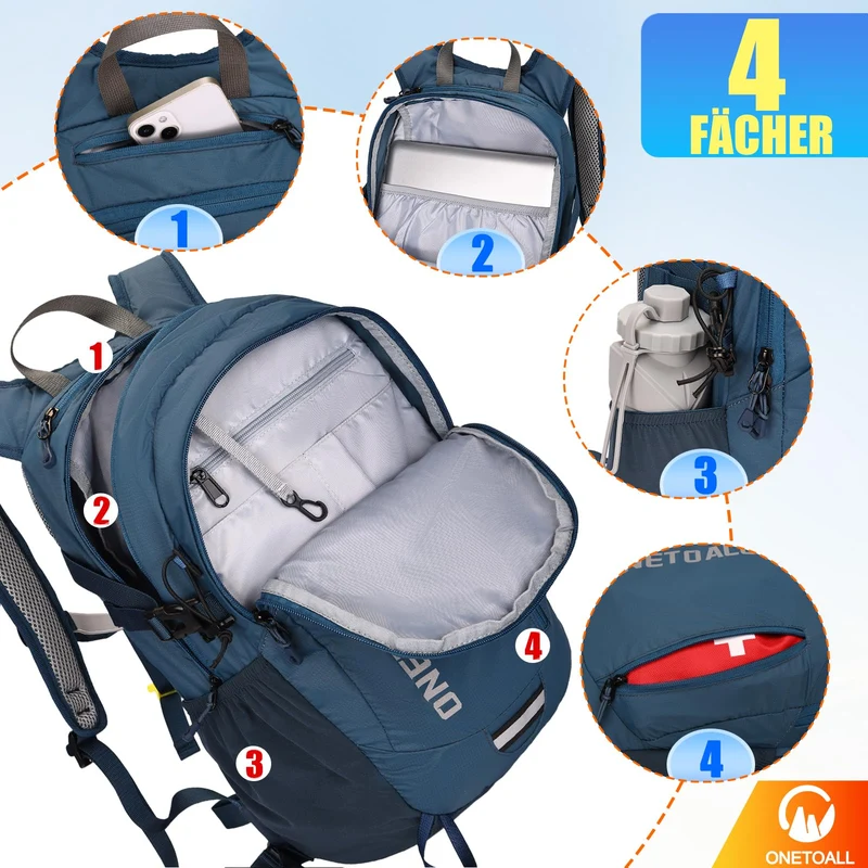 ONETOALL Wanderrucksack 20L diebstahlsicher, leichter Tagesrucksack