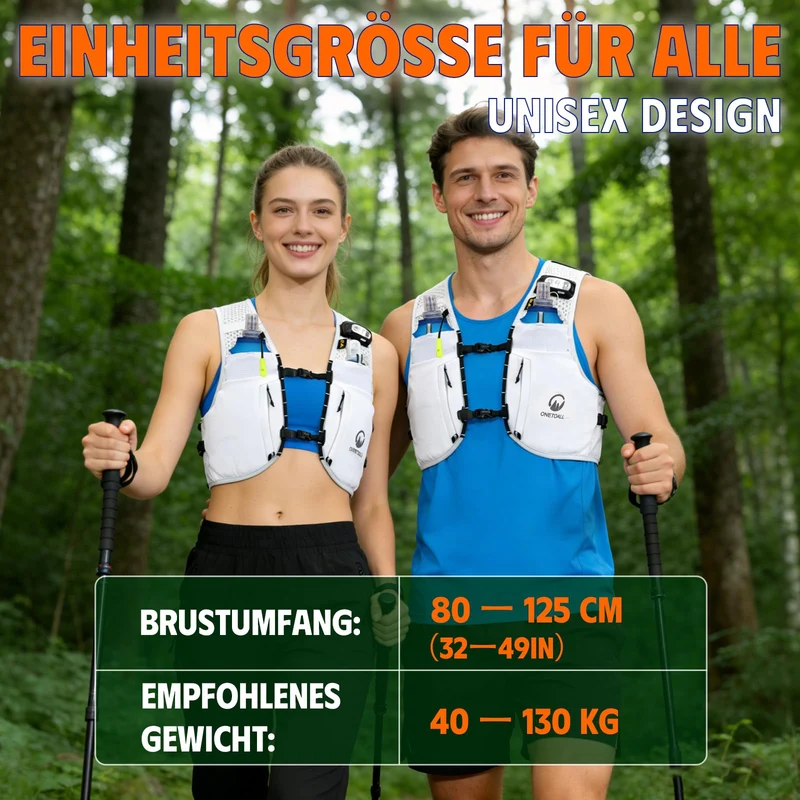 ONETOALL Laufweste mit 2 Trinkflaschen 500 ml, reflektierend, weiss