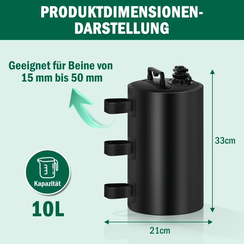 MRWiZMS Pavillongewichte 4er Set, wasserbefüllbar, Schwarz