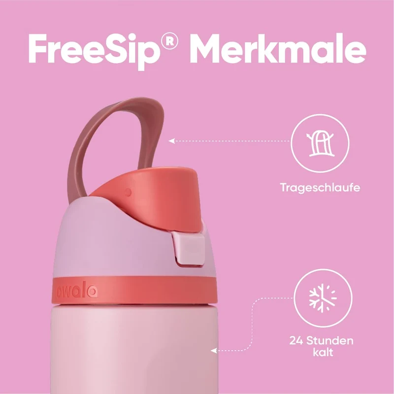 Owala FreeSip Isolierflasche Edelstahl mit Strohhalm, 710 ml