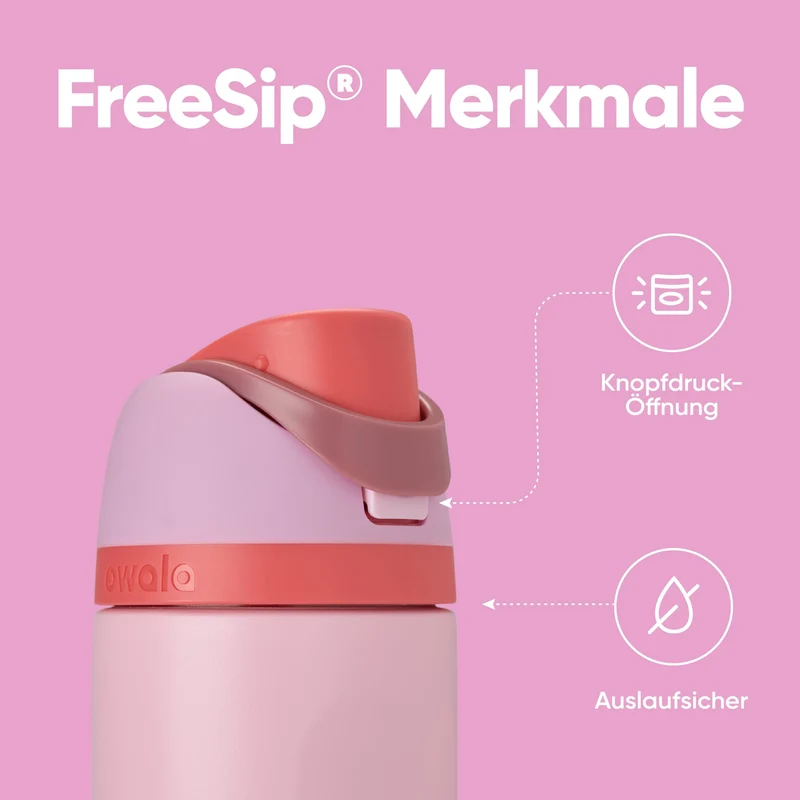Owala FreeSip Isolierflasche Edelstahl mit Strohhalm, 710 ml