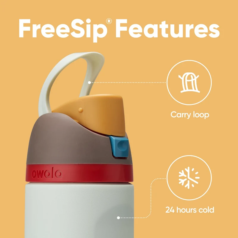 Owala FreeSip Trinkflasche Edelstahl mit Strohhalm, 710 ml, Boneyard