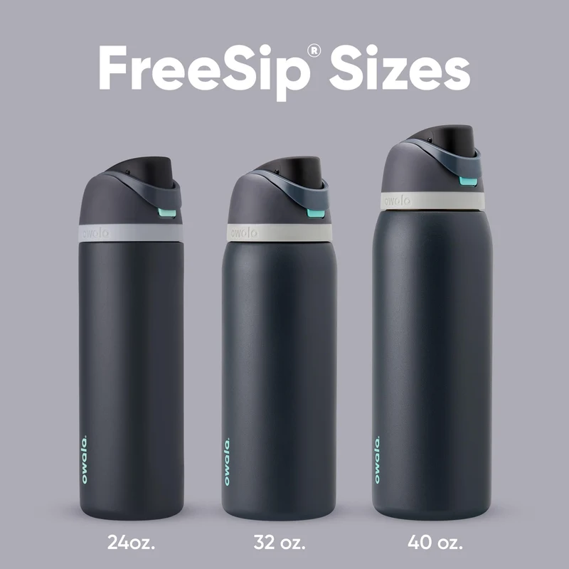 Owala FreeSip Trinkflasche Edelstahl 710 ml mit Strohhalm, Foggy Tide