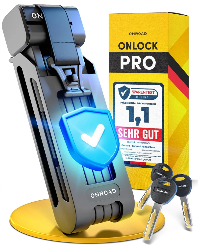 ONROAD Onlock Pro Faltschloss 85 cm – Fahrradschloss mit Halterung