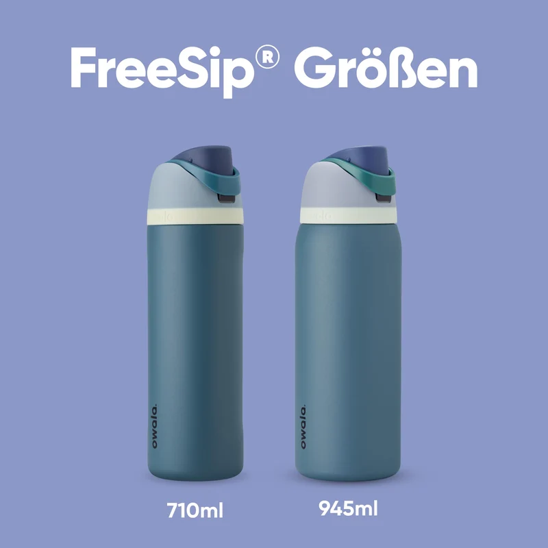 Owala FreeSip Isolierflasche Edelstahl 945 ml mit Strohhalm, Denim