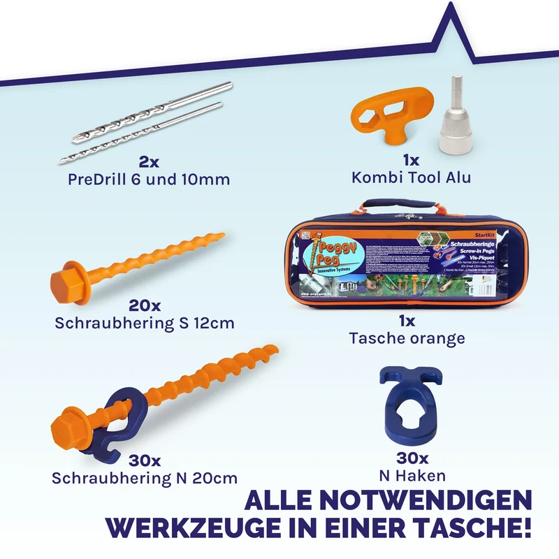 Peggy Peg Schraubhering StartKit PP03 – Zeltheringe Set für Camping