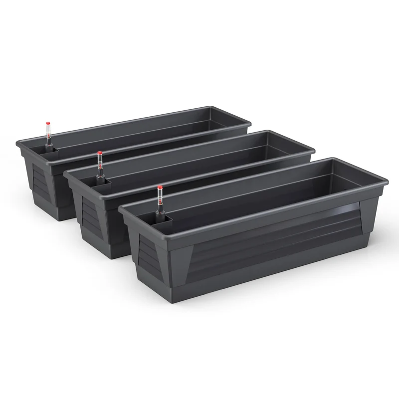 Plastard Blumenkasten Milano 3er Set, 60 cm, Anthrazit