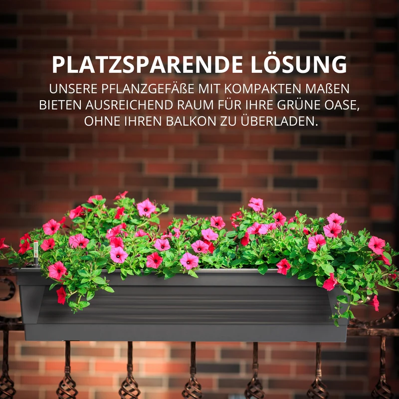 Plastard Blumenkasten Milano 3er Set, 60 cm, Anthrazit
