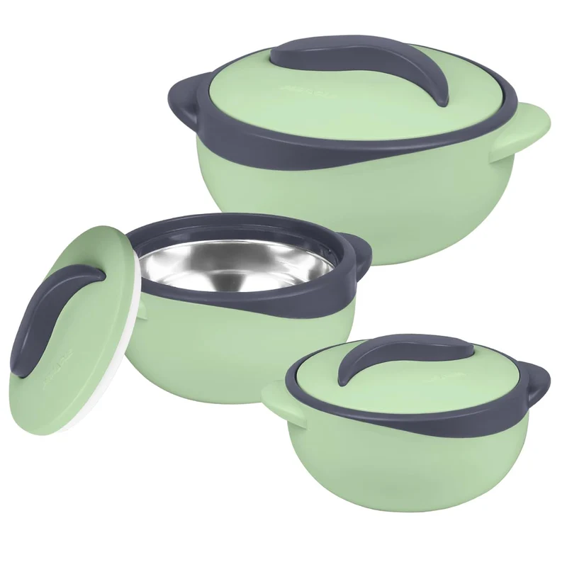 Pinnacle Thermo-Servierschüssel Set, 3-teilig mit Deckel, Edelstahl