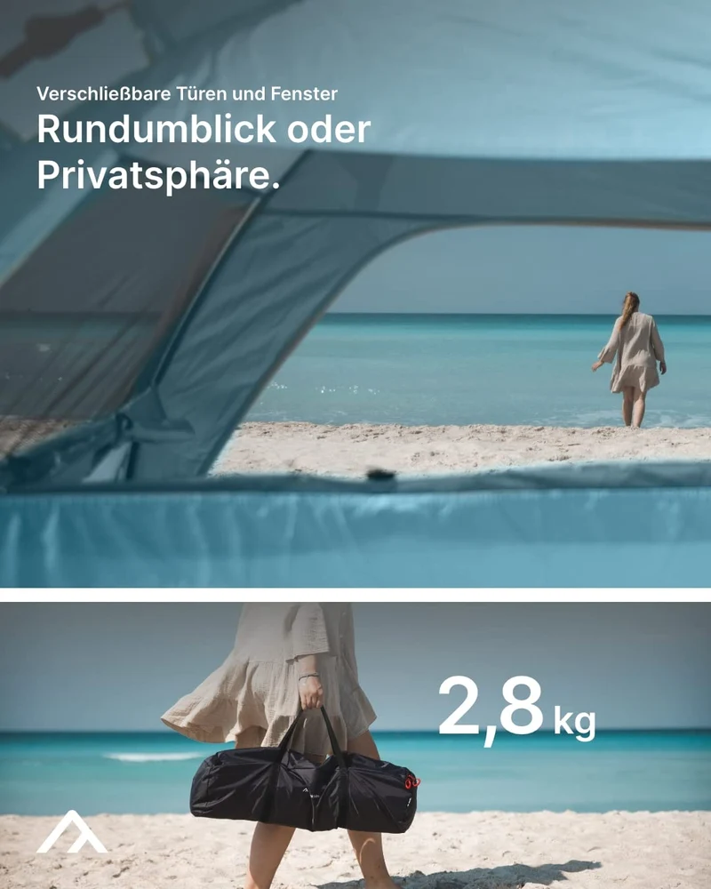 qeedo Quick Palm Strandmuschel für 2 Personen mit UV-Schutz 80+