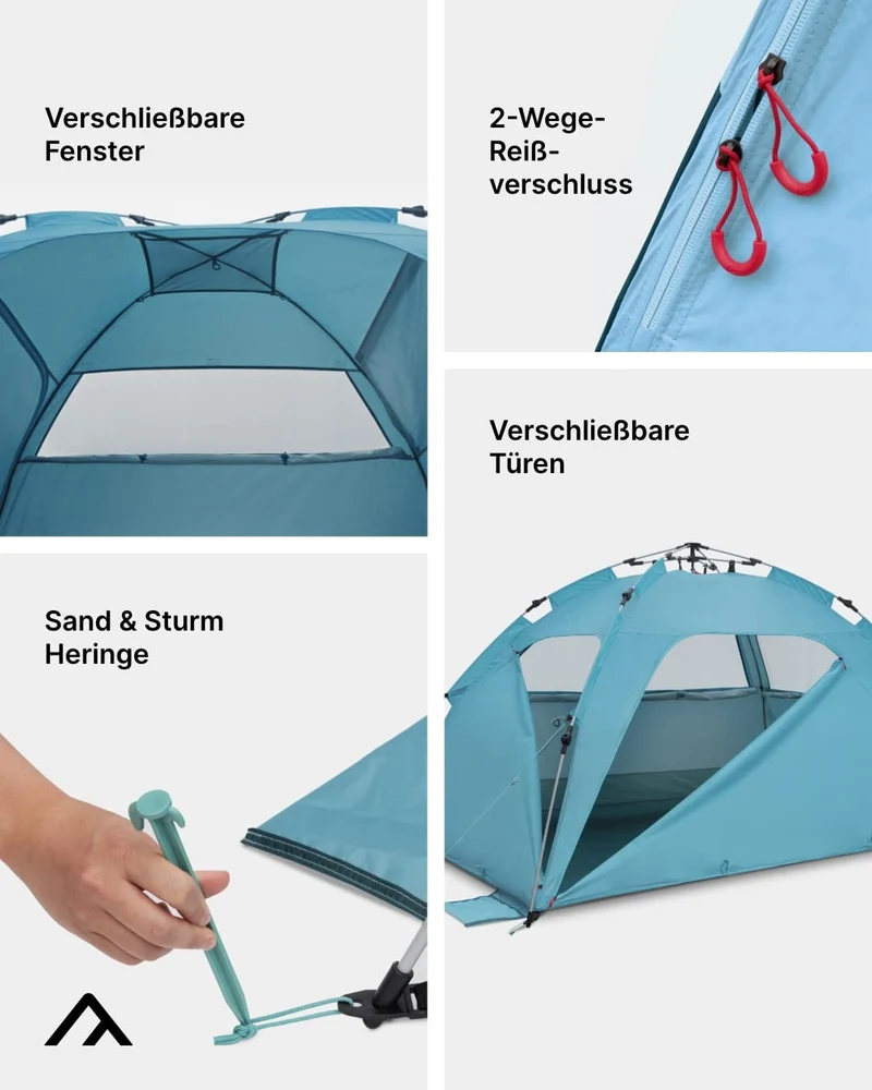 qeedo Quick Palm Strandmuschel für 2 Personen mit UV-Schutz 80+