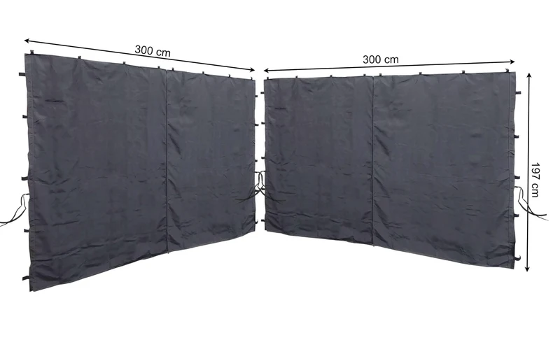 QUICK STAR Seitenwände für Pavillon 3x3m 2er-Set Anthrazit