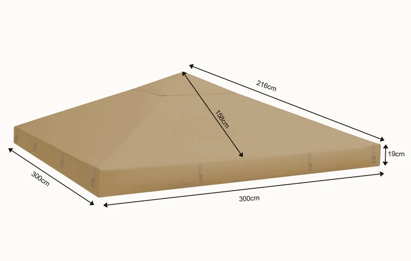 QUICK STAR Ersatzdach für Pavillon 3x3 m in Sand, 260 g/m²