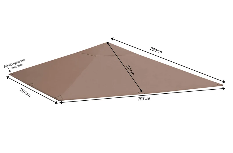 QUICK STAR Ersatzdach für Pavillon 3x3 m, Taupe/Beigegrau RAL 7006