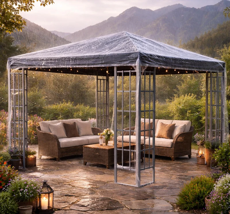 QUICK STAR Pavillon Schutzhaube 3x3 m PVC, wasserdicht, transparent