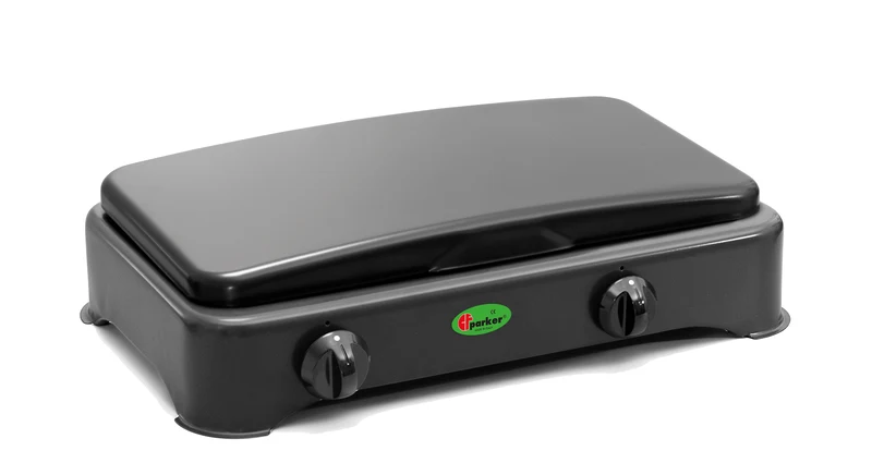 Parker 2-flammiger Gaskocher Graphite – 30 mbar, 7 kW, mit Zündsicherung, für Innenbereich geeignet