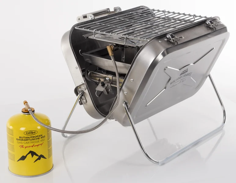 Koffergasgrill aus Edelstahl - Kartuschenbetriebener Gasgrill