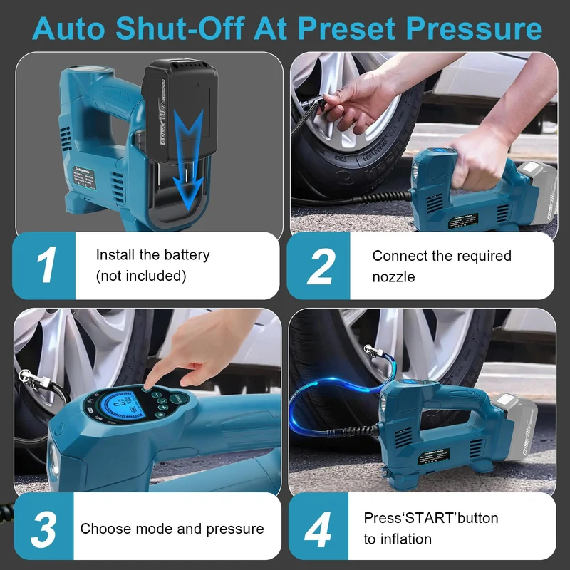 QUPERR Akku Kompressor UPUMP-MK1, tragbare Luftpumpe für Makita 18V