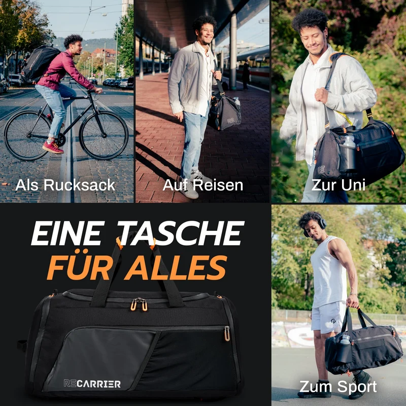RECARRIER Sporttasche RE01 50L – wasserdicht, mit Schuhfach