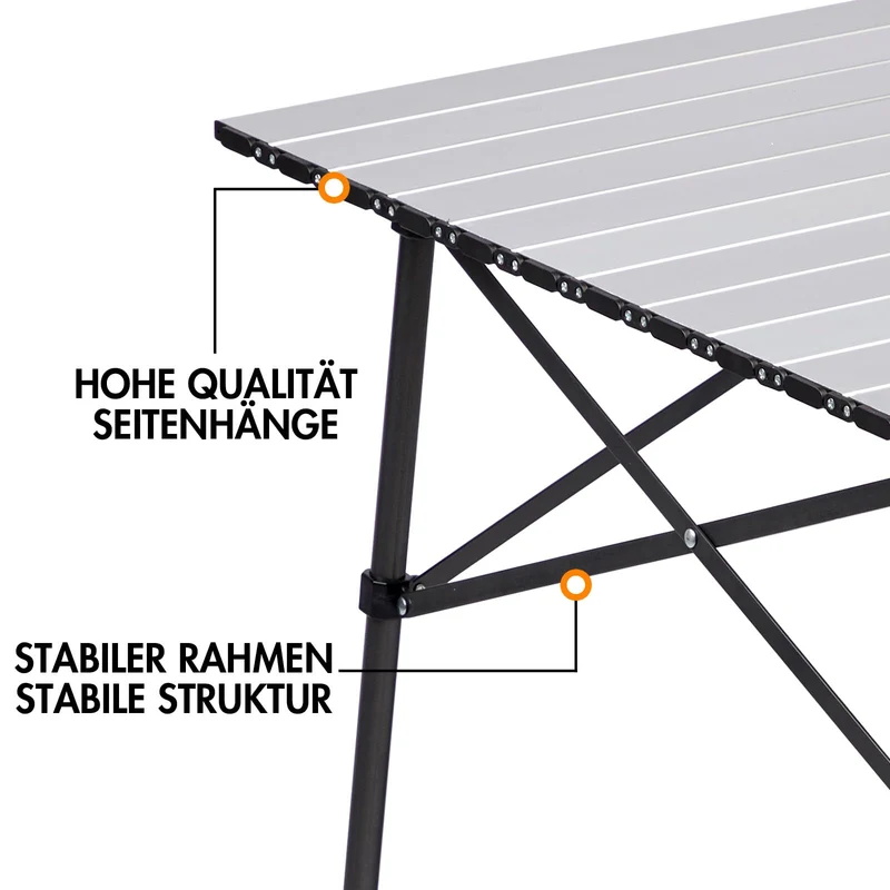 Portal Campingtisch klappbar mit Aluminium-Tischplatte, 70 x 70 cm