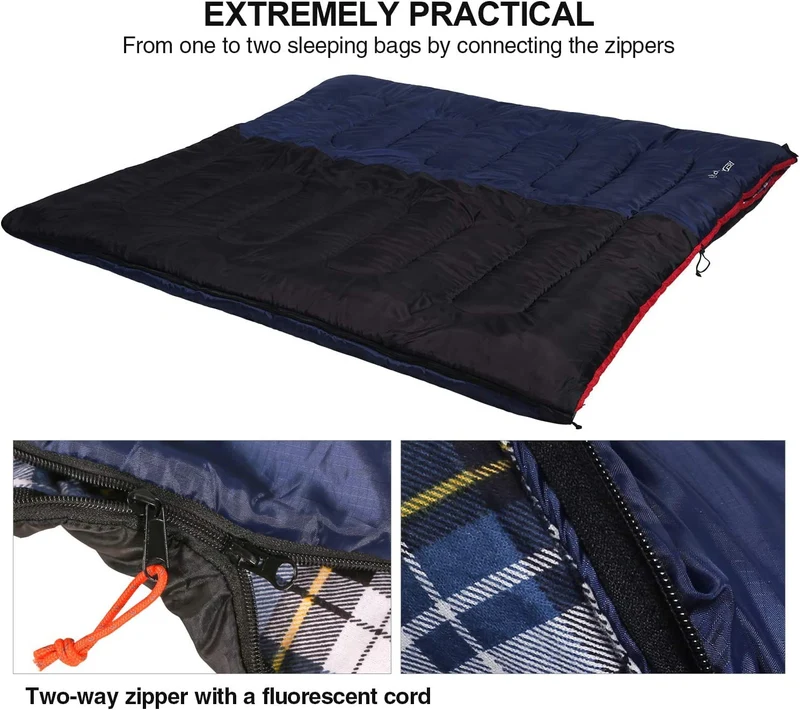 REDCAMP XL Deckenschlafsack Baumwolle Flanell, blau, 2 lbs Füllung