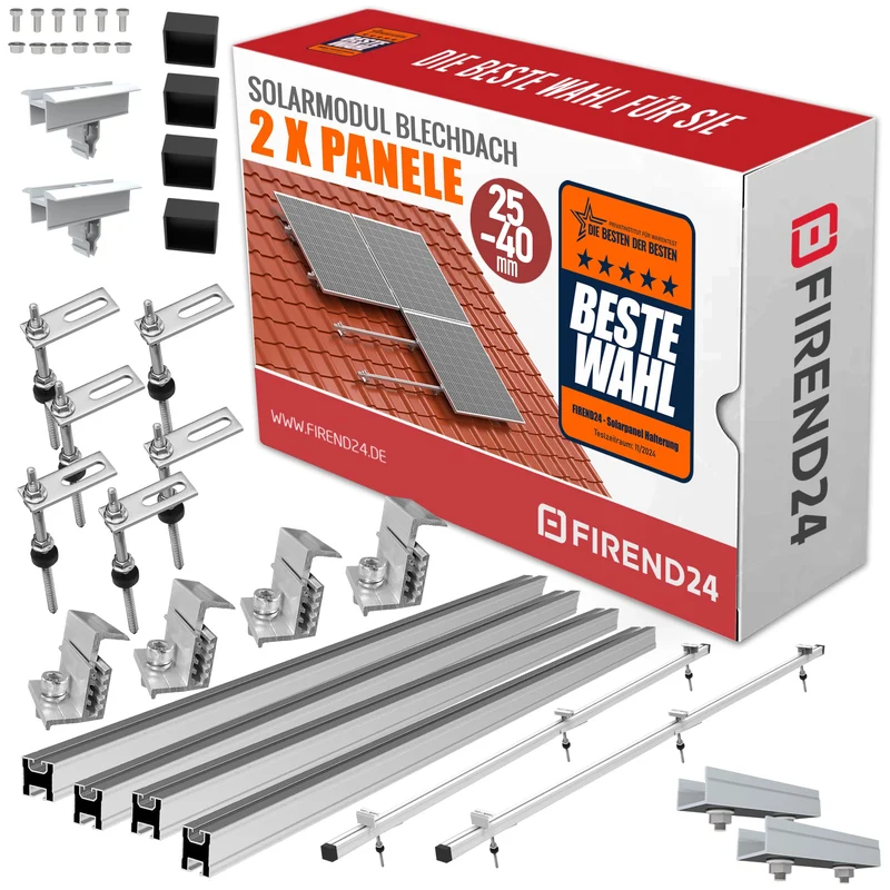 Solarpanel Dachhalterung Blechdach, Montage-Set für 2 Solarmodule