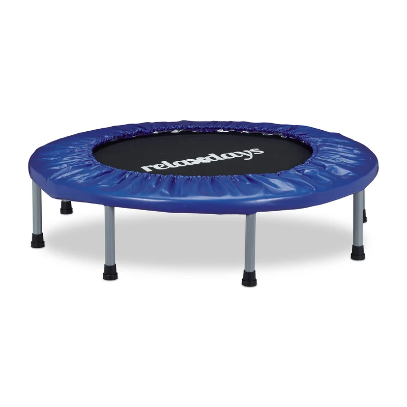 Relaxdays Fitness-Trampolin faltbar, Indoor, blau-schwarz