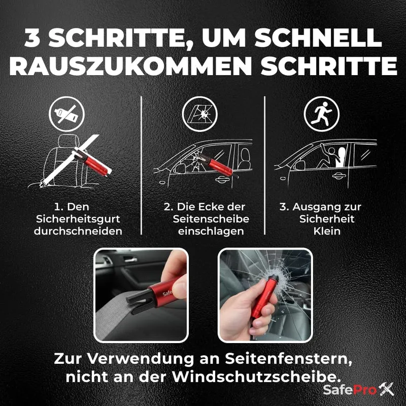 SafePro X Notfallhammer mit Gurtschneider und Glasbrecher, 2er-Pack