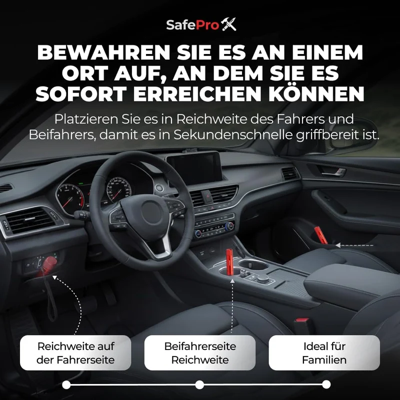SafePro X Notfallhammer mit Gurtschneider und Glasbrecher, 2er-Pack