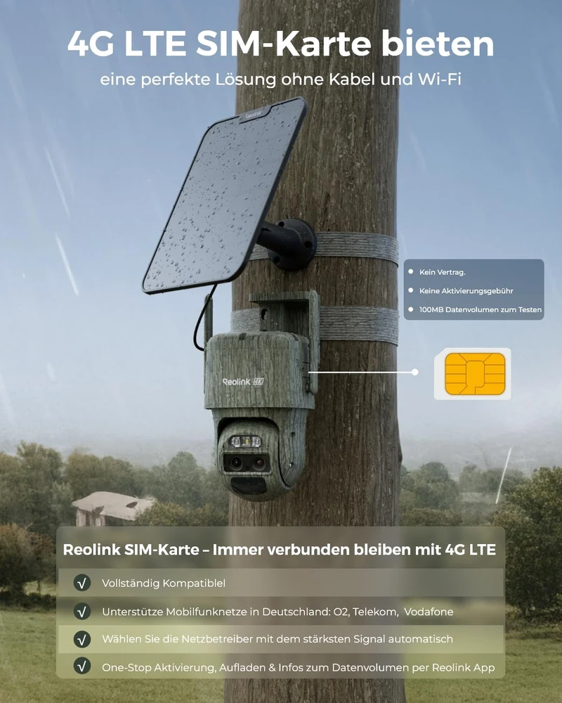Reolink TrackMix LTE Trail 4K Wildkamera mit Solarpanel und SIM-Karte