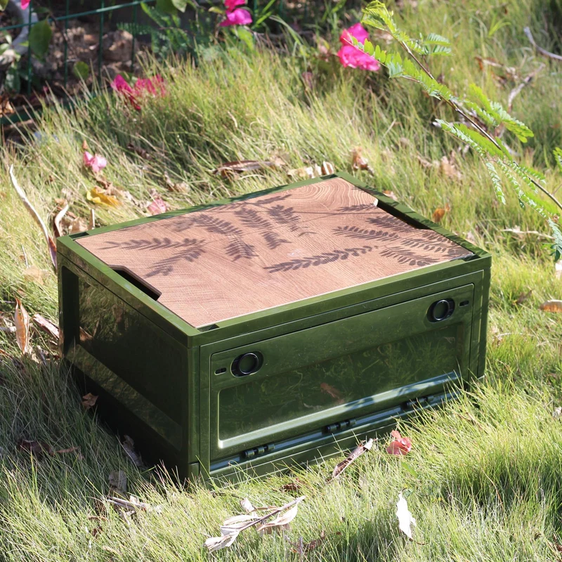 RMAN Campingbox 38L faltbar mit Deckel und 4 Rollen, 2er-Set, Grün