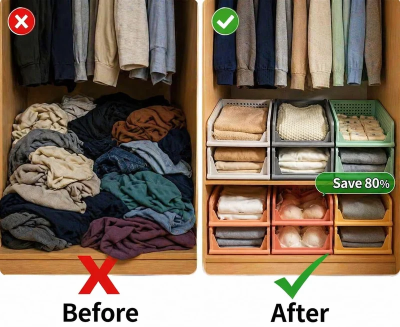 RMAN Kleiderschrank Organizer Schubladenbox stapelbar 4er Set