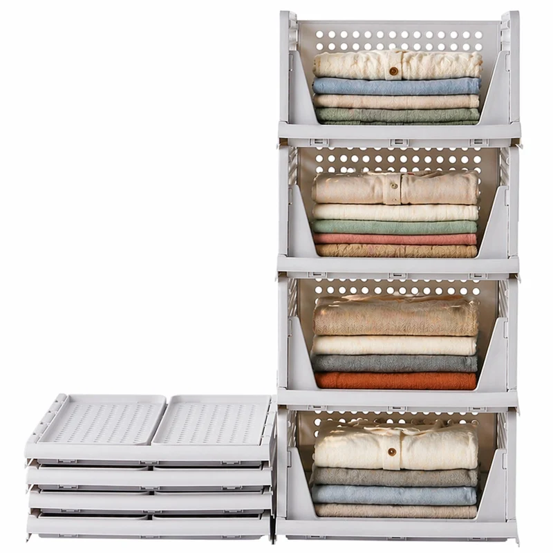 RMAN Kleiderschrank Organizer 4er Set, stapelbar und faltbar